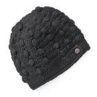 Sijjl Fleece-lined Crochet Wool Beanie Hat, Women's, Black