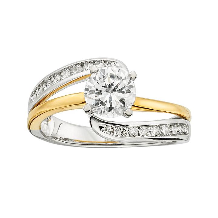 14k Gold Two Tone 1 1/4-ct. T.w. Round-cut Igl Certified Diamond Swirl Engagement Ring, Women's, Size: 6.50, White