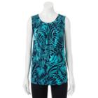 Women's Croft & Barrow&reg; Medallion Shirred Tank, Size: Large, Blue