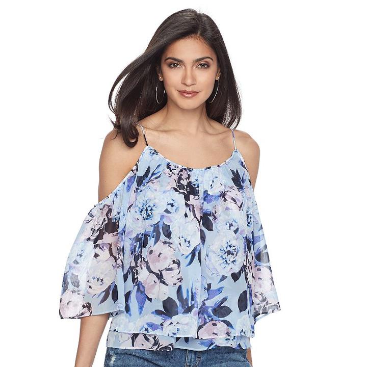 Women's Jennifer Lopez Cold Shoulder Angel Sleeve Top, Size: Xxl, Blue
