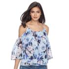 Women's Jennifer Lopez Cold Shoulder Angel Sleeve Top, Size: Xxl, Blue