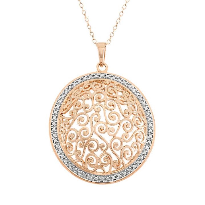 18k Gold Over Silver Filigree Circle Pendant Necklace, Women's, Size: 18