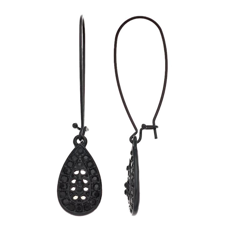 Simply Vera Vera Wang Black Linear Teardrop Earrings, Women's