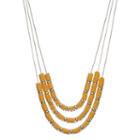 Yellow Disc Bead Multi Strand Necklace, Women's, Med Yellow