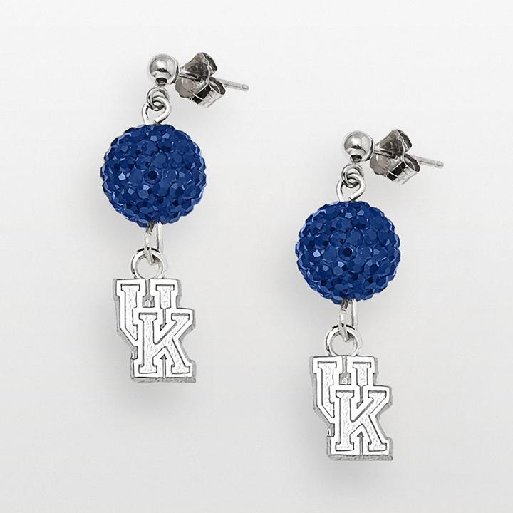 Kentucky Wildcats Sterling Silver Crystal Linear Drop Earrings, Women's, Blue