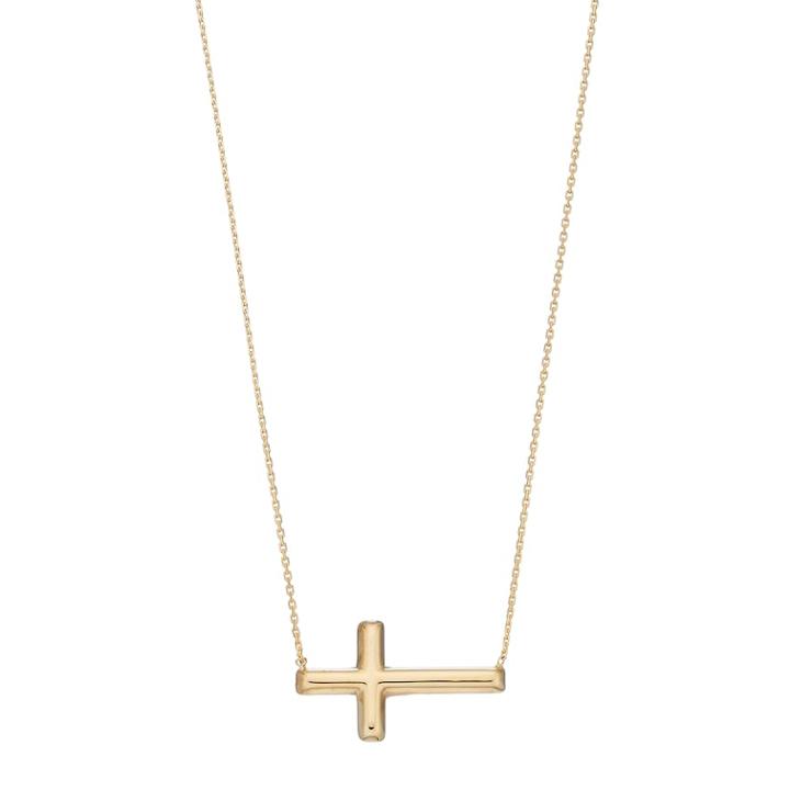 14k Gold Sideways Cross Necklace, Women's, Size: 16, Yellow