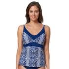 Women's Pink Envelope V-neck Tankini Top, Size: Small, Blue (navy)