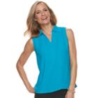 Petite Dana Buchman Sleeveless Collared Top, Women's, Size: Xl Petite, Dark Blue