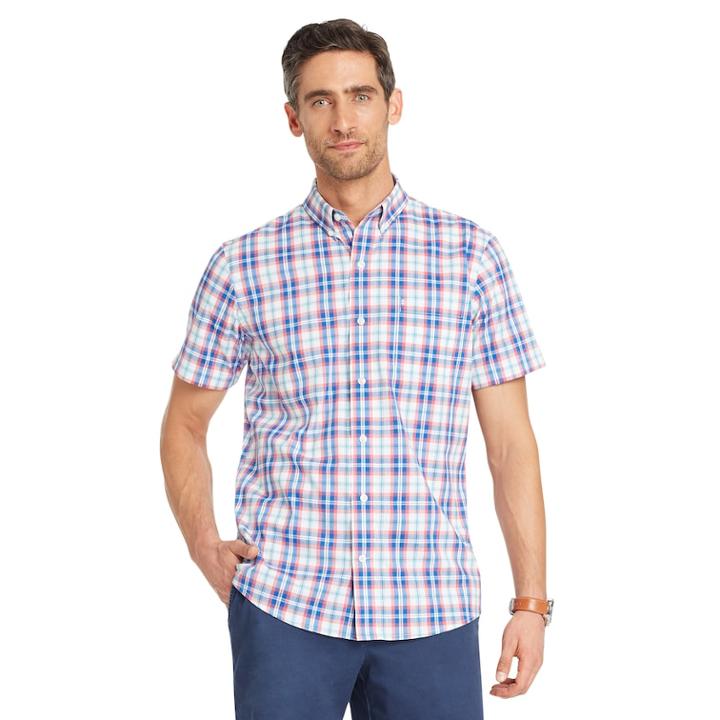 Men's Izod Coolfx Classic-fit Plaid Moisture-wicking Button-down Shirt, Size: Xxl, Pink