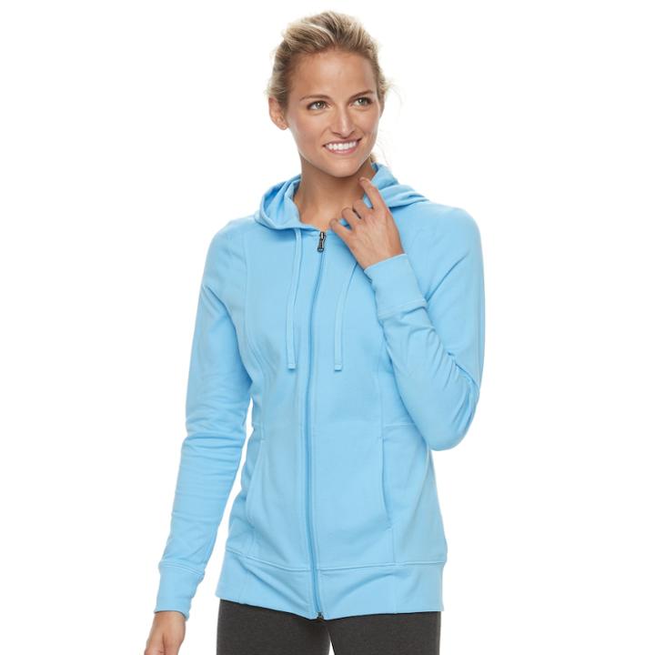 Women's Tek Gear&reg; Dry Tek Long Sleeve Hoodie, Size: Medium, Med Blue