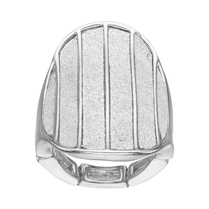 Jennifer Lopez Glittery Oval Stretch Ring, Women's, Size: 7, Silver
