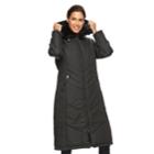 Women's Kc Collections Hooded Faux-fur Trim Long Puffer Jacket, Size: Xl, Black