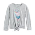 Girls 4-12 Sonoma Goods For Life&trade; Graphic Long-sleeve Tie-front Tee, Size: 5, Grey Other