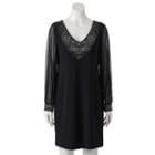 Women's Onyx Nite Embellished Shift Dress, Size: 6, Black