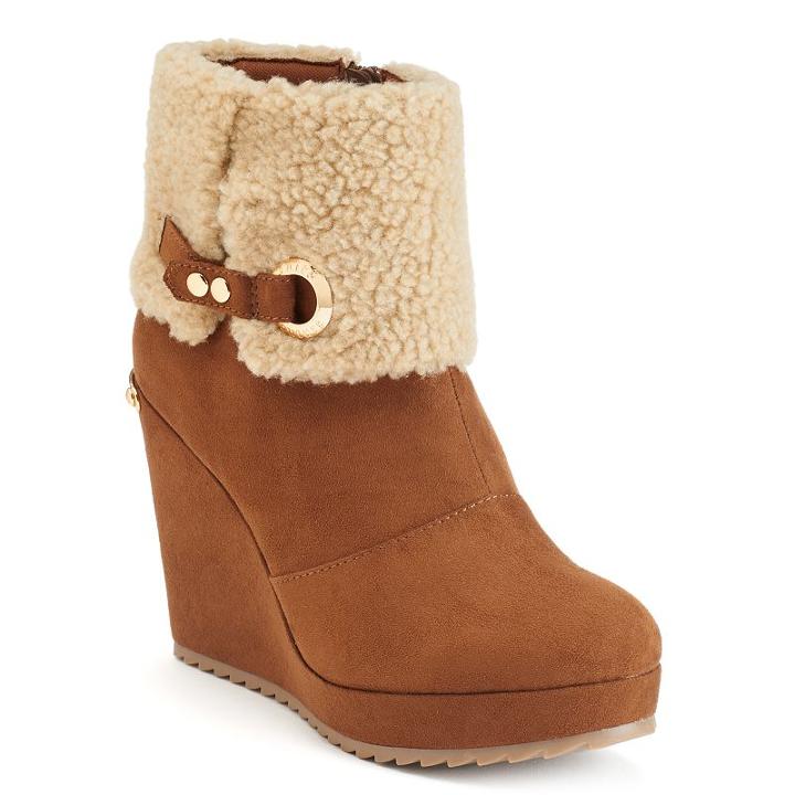 Juicy Couture Women's Buckle Wedge Ankle Boots, Size: 10, Brown Oth