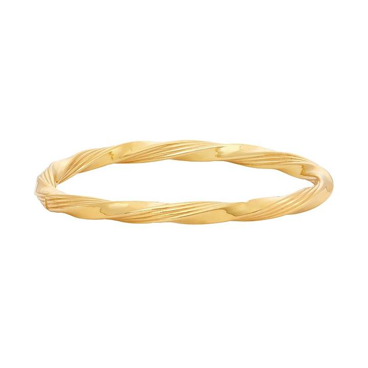 14k Gold Over Silver Twist Bangle Bracelet, Women's, Size: 8, Yellow