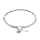 Dovetail Two Tone Cubic Zirconia Nana Charm Tennis Bracelet, Women's, Size: 7.5, White