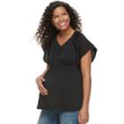 Maternity A:glow Textured Satin Top, Women's, Size: L-mat, Black