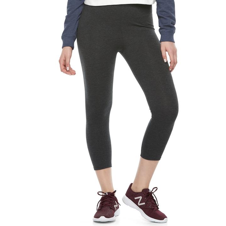 Juniors' So&reg; Basic Capri Leggings, Teens, Size: Medium, Dark Grey