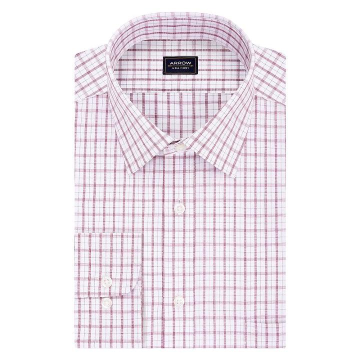 Big & Tall Arrow Regular-fit Poplin Wrinkle-free Dress Shirt, Men's, Size: 18 35-36, Dark Red