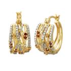 18k Gold Over Silver Gemstone And Diamond Accent Openwork Hoop Earrings, Women's, Multicolor