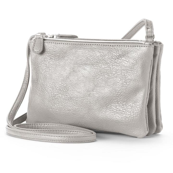 Apt. 9&reg; Triple Zipper Crossbody Bag, Women's, Grey