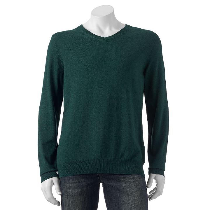 Big & Tall Croft & Barrow&reg; Classic-fit 12gg V-neck Sweater, Men's, Size: 3xb, Dark Green