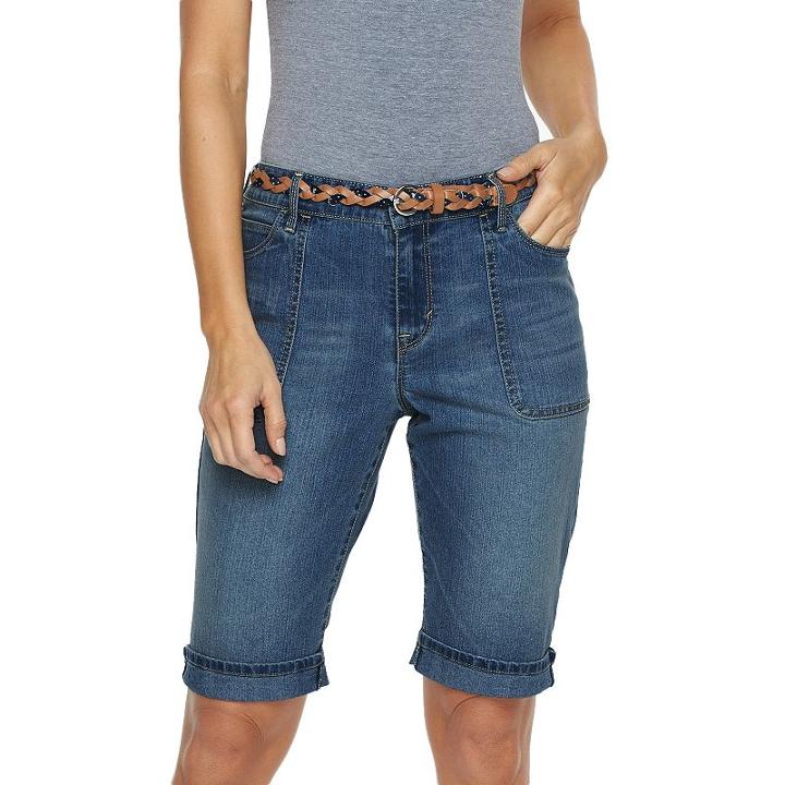 Women's Gloria Vanderbilt Rachel Bermuda Shorts, Size: 16, Light Blue