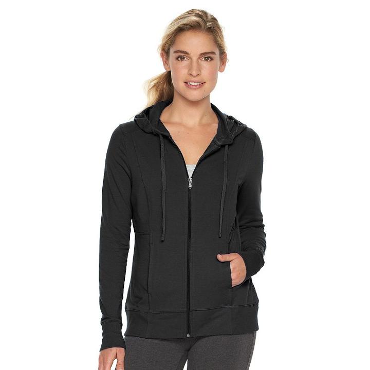 Petite Tek Gear&reg; Dry Tek Zip-front Hoodie, Women's, Size: Xl Petite, Black