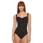 Women's Croft & Barrow&reg; Tummy Slimmer Twist One-piece Swimsuit, Size: 14, Black