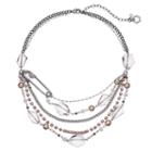 Simply Vera Vera Wang Safety Pin Pink Beaded Swag Necklace, Women's, Silver