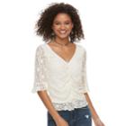 Juniors' American Rag Ruched Lace Top, Size: Large, White