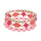 Pink Bead Stretch Bracelet Set, Women's, Multicolor