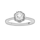 Sterling Silver White Topaz Scalloped Frame Ring, Women's, Size: 7