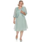 Plus Size Le Bos Sequin Dress & Jacket Set, Women's, Size: 16 W, Green