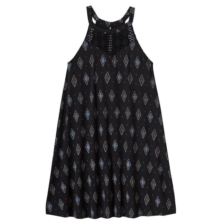 Girls 7-16 & Plus Size Mudd&reg; Crochet High Neck Swing Dress, Girl's, Size: 20 1/2, Black