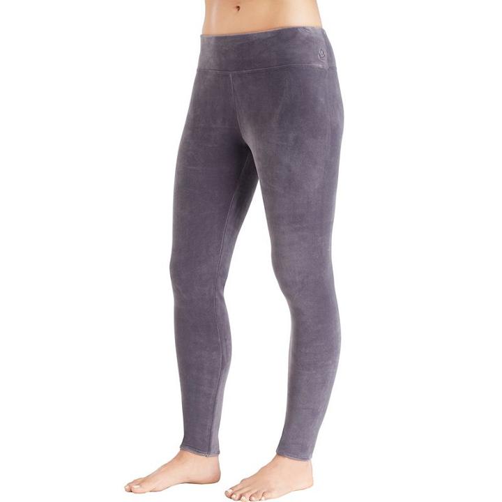 Women's Cuddl Duds Plush Velour Leggings, Size: Medium, Dark Grey