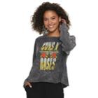 Juniors' Guns N' Roses Crop Tee, Teens, Size: Medium, Black