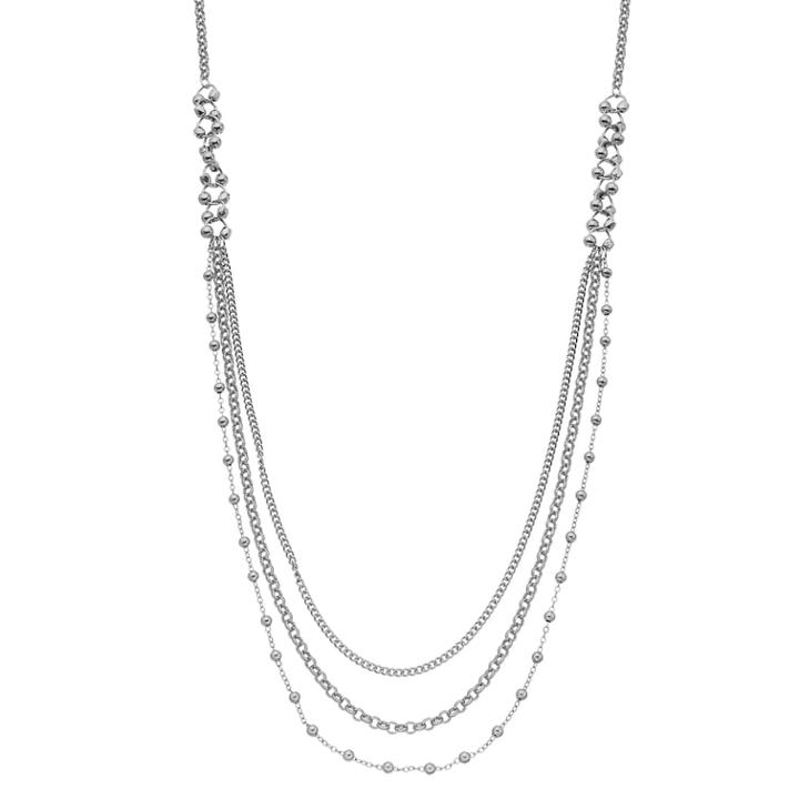 Beaded Long Nickel Free Swag Necklace, Women's, Silver