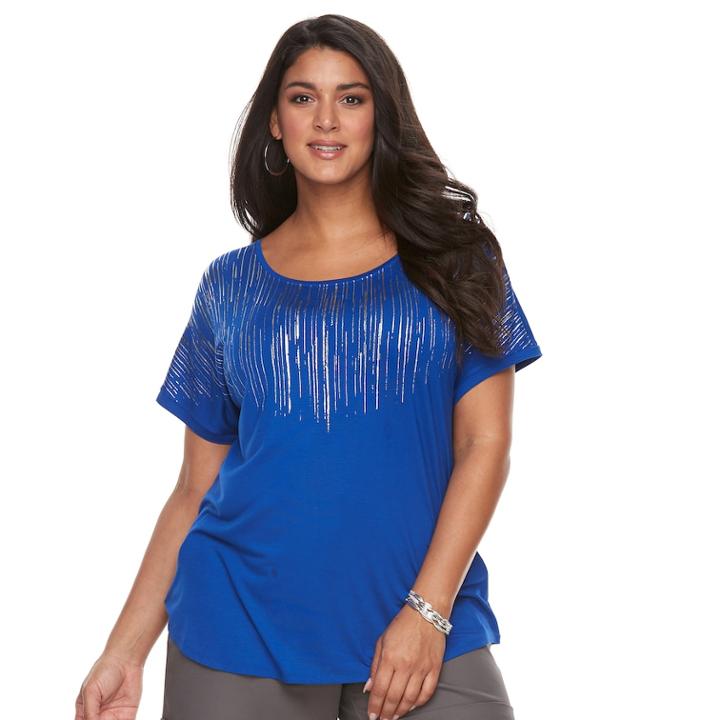 Plus Size Apt. 9&reg; Crewneck Short Sleeve Top, Women's, Size: 0x, Blue