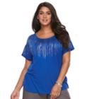 Plus Size Apt. 9&reg; Crewneck Short Sleeve Top, Women's, Size: 0x, Blue