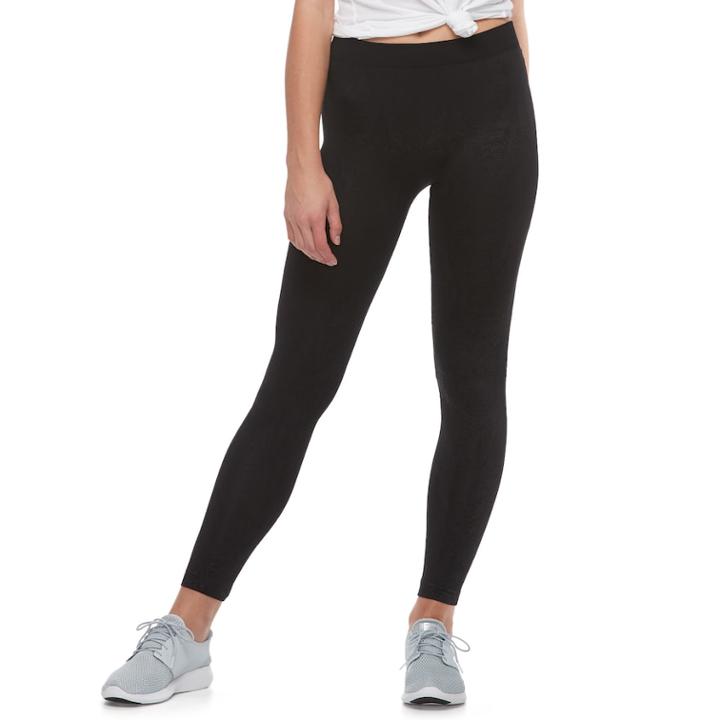Juniors' Pink Republic Seamless Lined Leggings, Teens, Size: Medium, Grey (charcoal)
