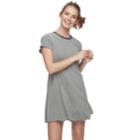 Juniors' Love, Fire Space-dye Ribbed Tee Dress, Teens, Size: Xl, Med Grey