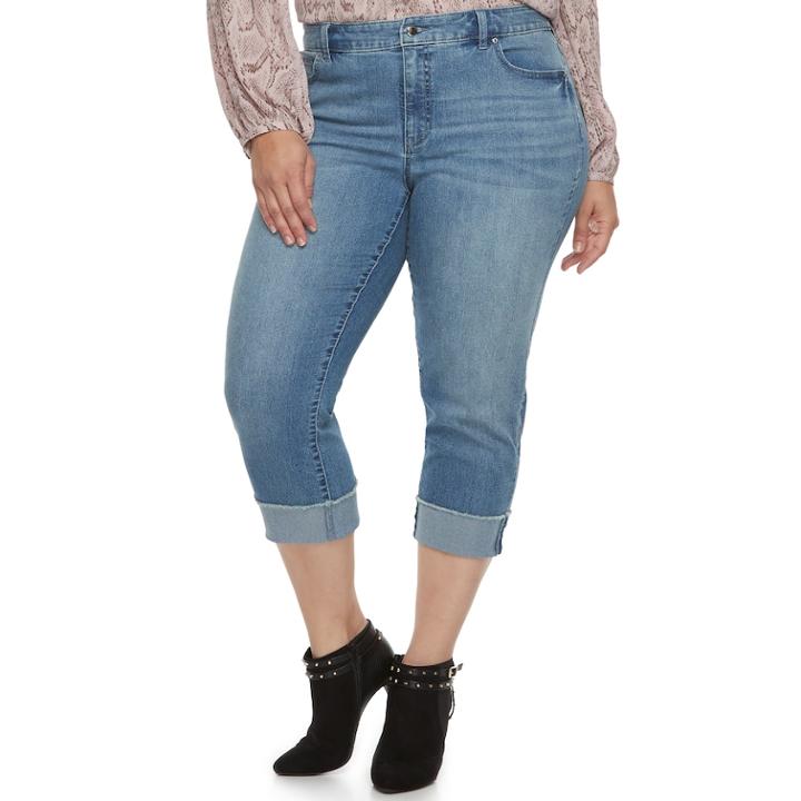 Plus Size Jennifer Lopez Black Rockin Capri Pants, Women's, Size: 20 W, Dark Blue