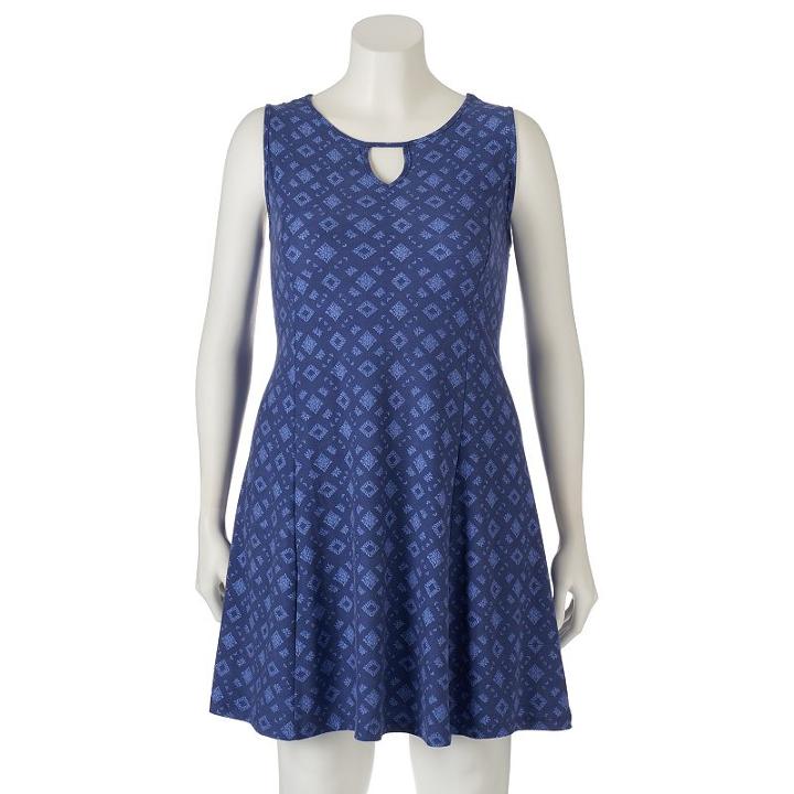 Juniors' Plus Size Mudd&reg; Keyhole Fit & Flare Dress, Girl's, Size: 2xl, Blue