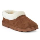 Women's Chaps Microsuede Faux-fur Closed Backed Slippers, Size: Large, Dark Brown