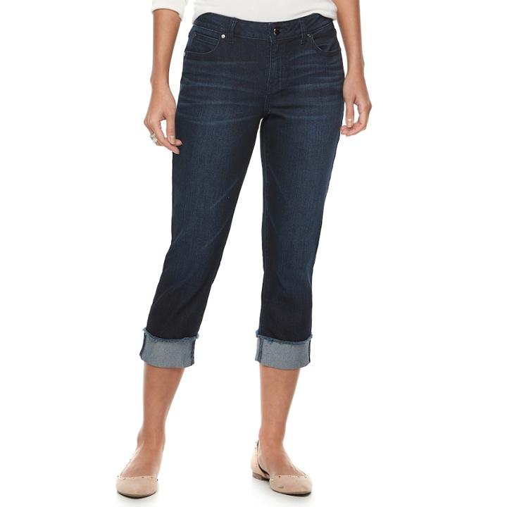 Women's Jennifer Lopez Cuffed Capri Jeans, Size: 12, Blue