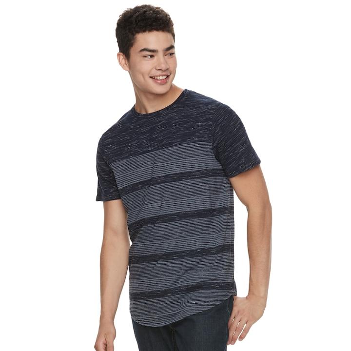 Men's Urban Pipeline&reg; Striped Scoop-hem Tee, Size: Small, Dark Blue