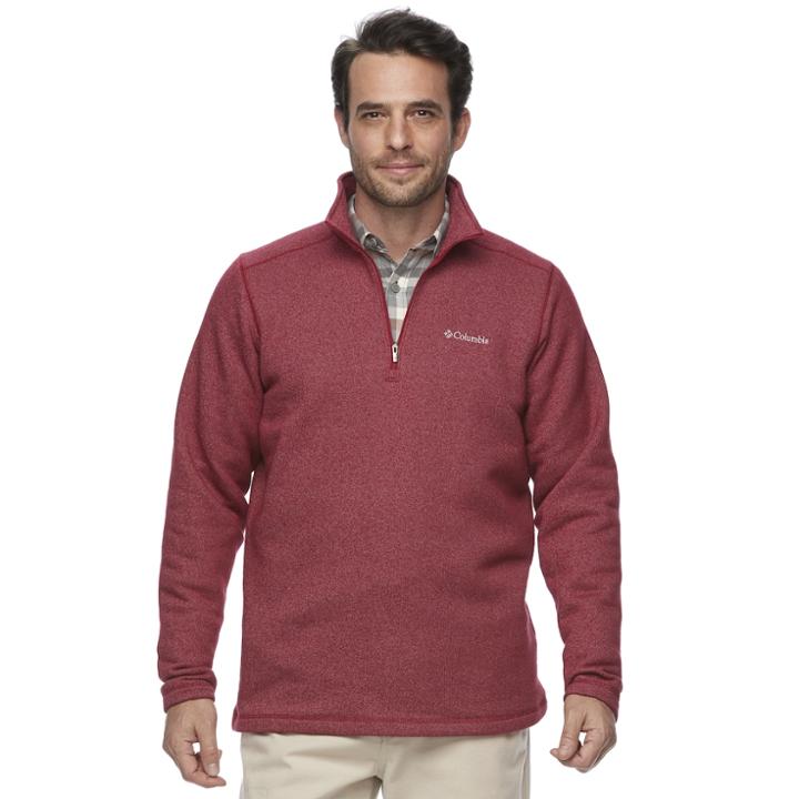 Men's Columbia Ortega Oaks Quarter-zip Fleece Jacket, Size: Medium, Dark Red