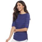 Women's Apt. 9&reg; Ruched Ribbed Crewneck Sweater, Size: Xxl, Drk Purple